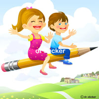 3-d pencil cartoon girl and boy 43