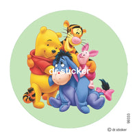 Die cut round Winnie stickers 333