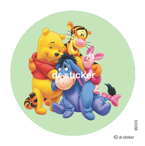 Die cut round Winnie stickers 333