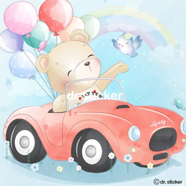 pastel animals in vehicles 195