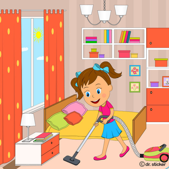 cartoon doing chores