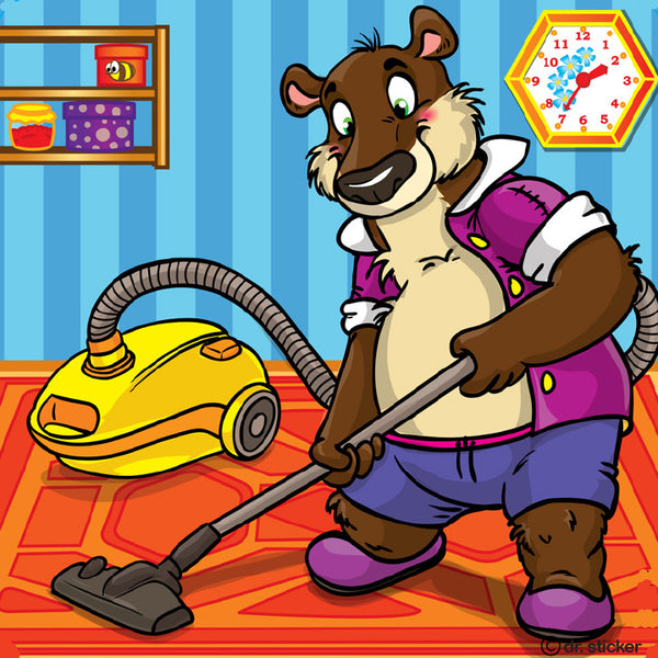 cartoon animals doing house chores