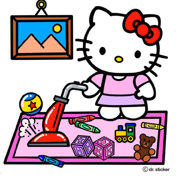 kitty doing house chores