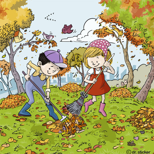boy and girl playing outdoors- seasons