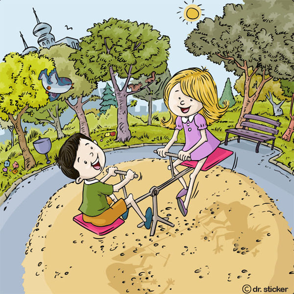 boy and girl playing outdoors- seasons
