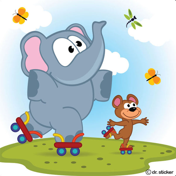 cartoon elephant having fun