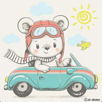 cute white bear riding vehicles