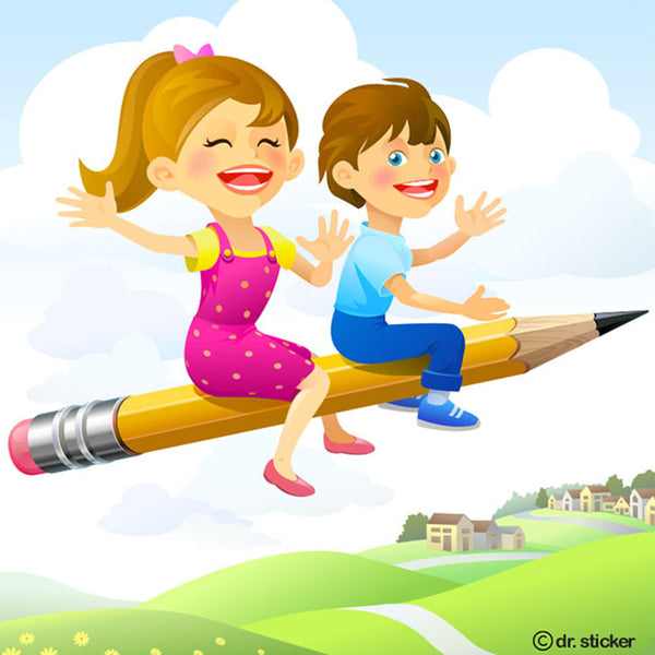 3-d pencil cartoon girl and boy