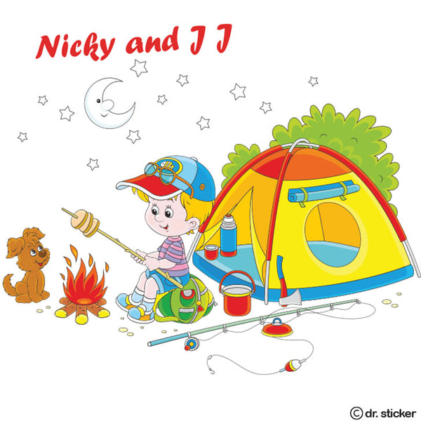 Nicky and JJ-  boy camping out