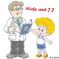 Nicky and JJ-  girl and boy going to doctor