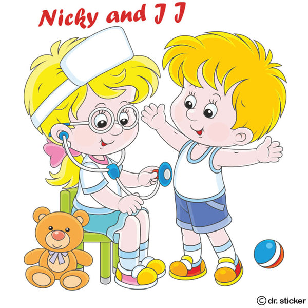 Nicky and JJ-  girl and boy going to doctor